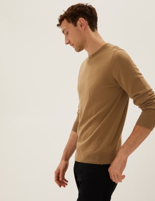 

Mens M&S Collection Pure Extra Fine Merino Crew Neck Jumper - Caramel, Caramel