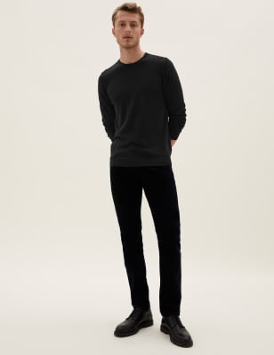 

Mens M&S Collection Pure Extra Fine Merino Crew Neck Jumper - Black, Black