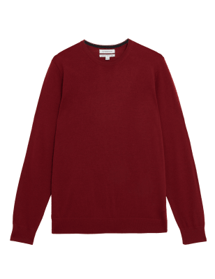 

Mens Autograph Pure Extra Fine Merino Wool Crew Neck Jumper - Red, Red