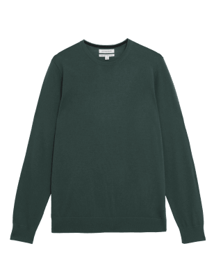 

Mens Autograph Pure Extra Fine Merino Wool Crew Neck Jumper - Evergreen, Evergreen