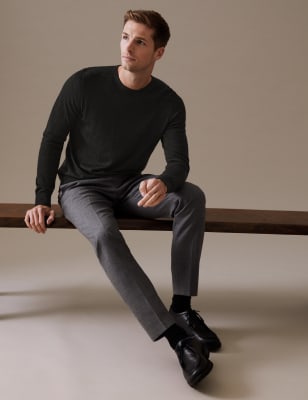 

Mens Autograph Pure Extra Fine Merino Wool Crew Neck Jumper - Charcoal, Charcoal