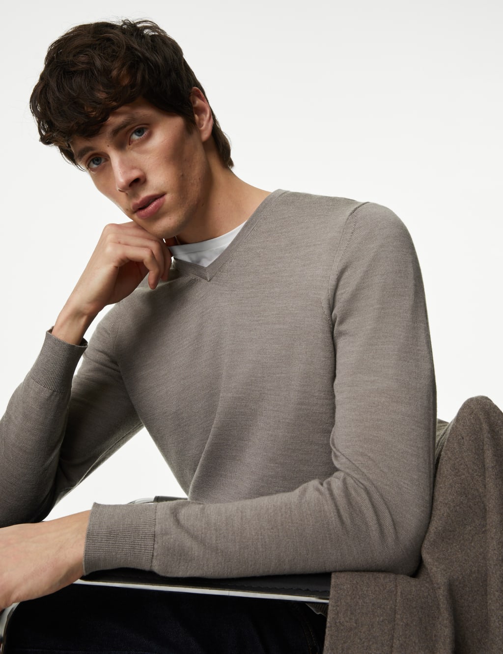 Pure Extra Fine Merino Wool V-Neck Jumper