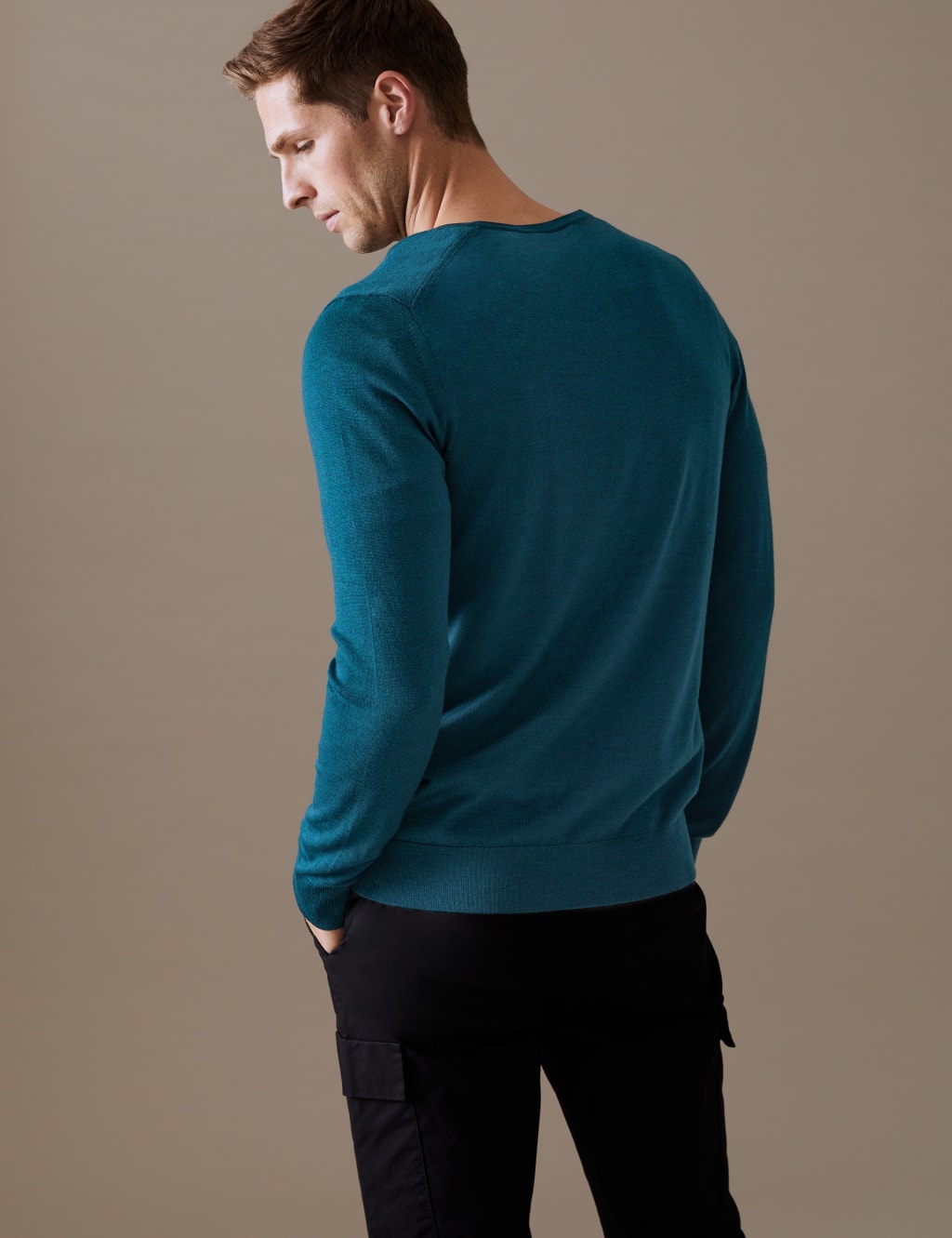 Pure Extra Fine Merino Wool V-Neck Jumper image 3