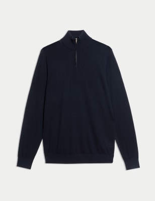 Pure Extra Fine Merino Wool Half Zip Jumper 1 of 6