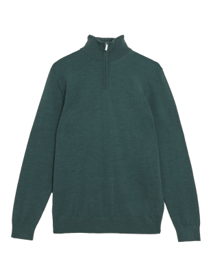 

Autograph Jersey con media cremallera 100% lana merino extrafinaMens - Evergreen, Evergreen