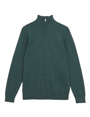 

Mens Autograph Pure Extra Fine Merino Wool Half Zip Jumper - Evergreen, Evergreen