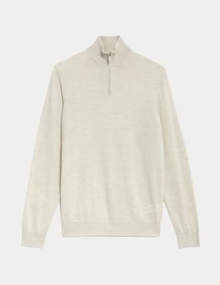 Pure Extra Fine Merino Wool Half Zip Jumper