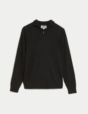 Pure Extra Fine Merino Wool Half Zip Jumper