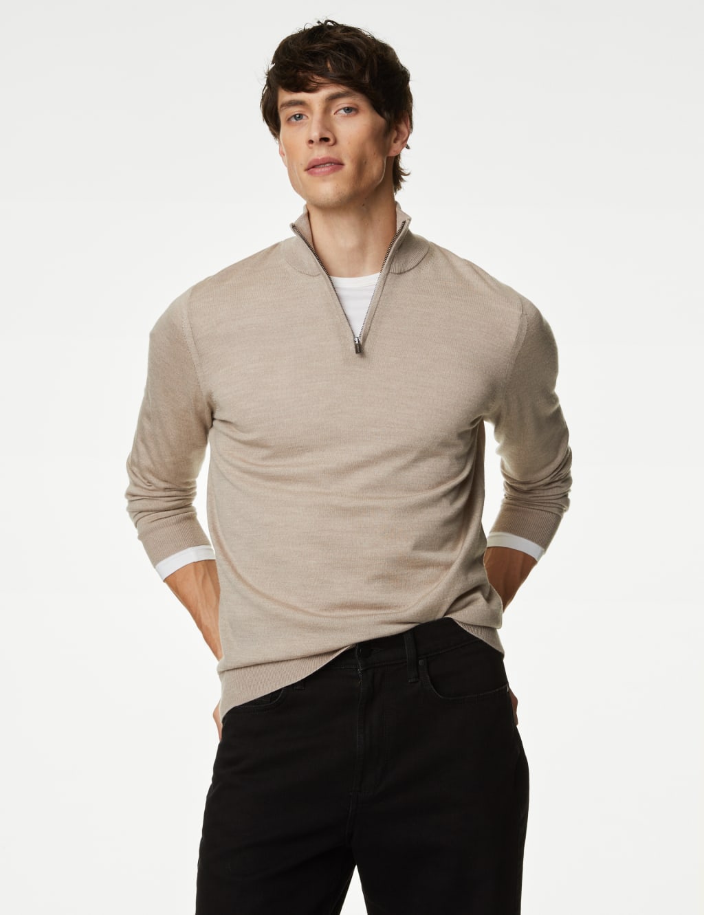 Pure Extra Fine Merino Wool Half Zip Jumper image 4