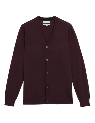 

Mens Autograph Pure Extra Fine Merino Wool V-Neck Cardigan - Raisin, Raisin