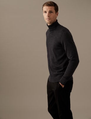

Mens Autograph Pure Extra Fine Merino Wool Jumper - Dark Grey, Dark Grey