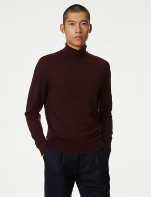 

Mens Autograph Pullover aus reiner, extrafeiner Merinowolle - Dark Claret, Dark Claret
