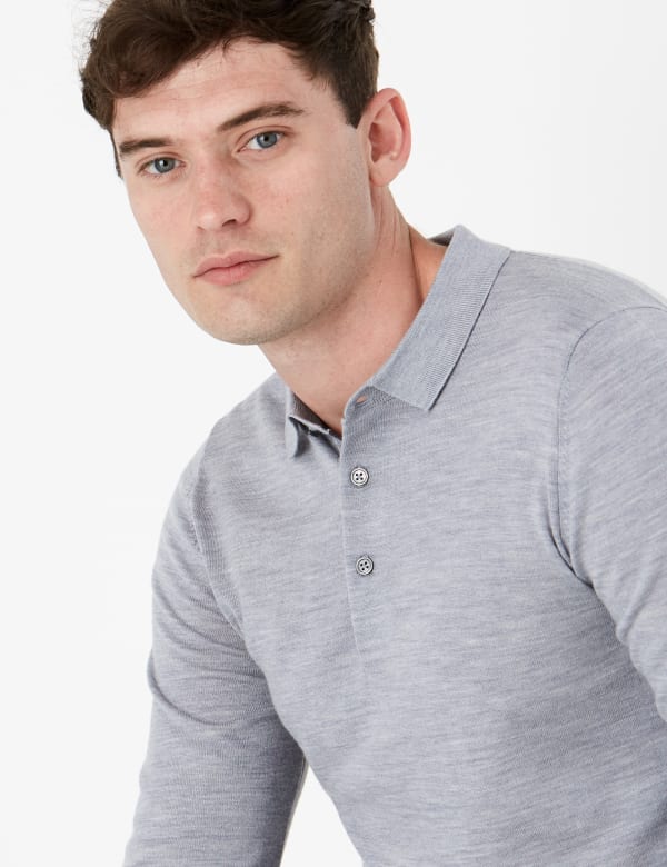 Pure Merino Wool Knitted Polo Shirt