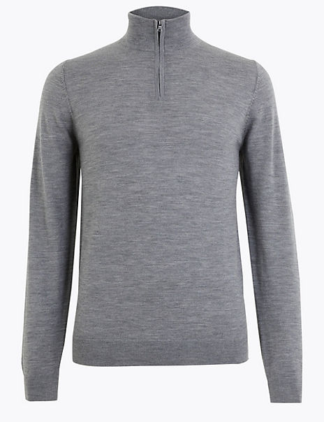 Pure Extra Fine Merino Wool Funnel Neck Jumper | M&S Collection | M&S