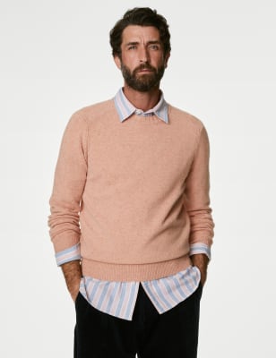 

Mens M&S Originals Pure Lambswool Crew Neck Jumper - Pink, Pink