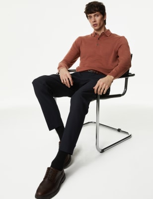 Pure Extra Fine Merino Wool Knitted Polo Shirt