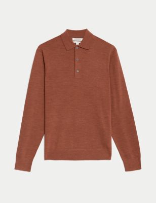 Pure Extra Fine Merino Wool Knitted Polo Shirt