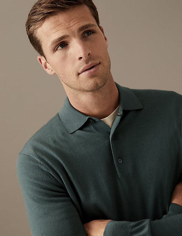 Pure Extra Fine Merino Wool Knitted Polo Shirt - PT