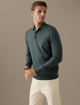 marks and spencer merino wool polo shirt