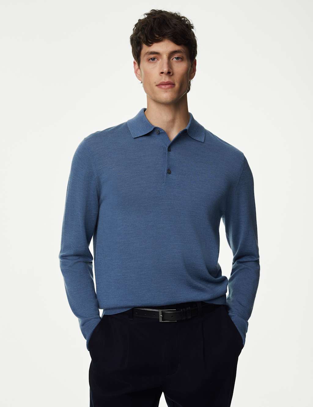 Pure Extra Fine Merino Wool Knitted Polo Shirt image 1