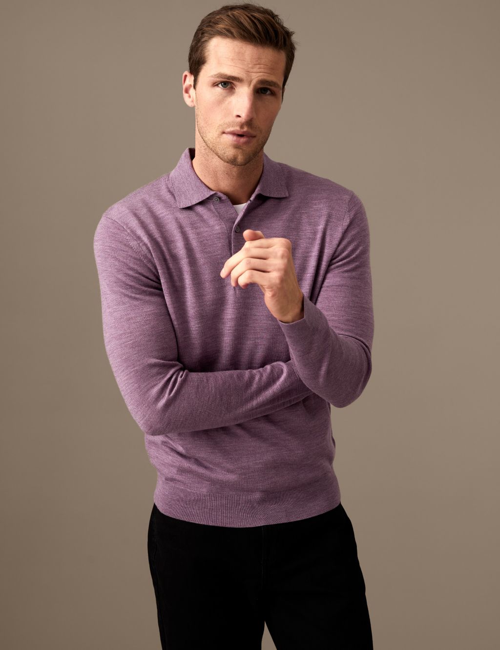 Pure Extra Fine Merino Wool Knitted Polo Shirt image 3
