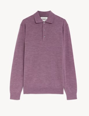 Pure Extra Fine Merino Wool Knitted Polo Shirt