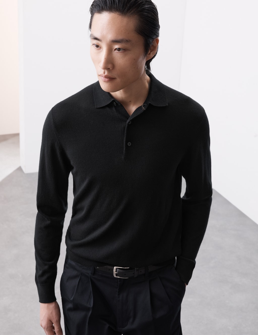 Pure Extra Fine Merino Wool Knitted Polo Shirt image 1