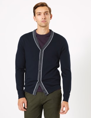 Gilet 100&nbsp;% laine de m&eacute;rinos extra-fine &agrave; col en V