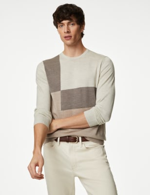 

Mens Autograph Pure Extra Fine Merino Wool Jumper - Neutral, Neutral