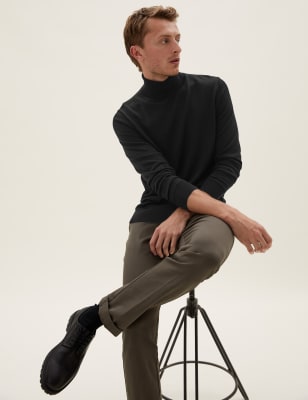 

M&S Collection Pure Extra Fine Merino Roll Neck JumperMens - Black, Black