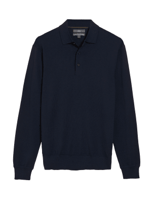 

M&S Collection Polo 100% lana de merino extrafina de puntoMens - Navy, Navy