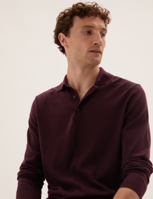 Marks and spencer men's long sleeve polo outlet shirts