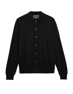 

M&S Collection Polo 100% lana de merino extrafinaMens - Black, Black