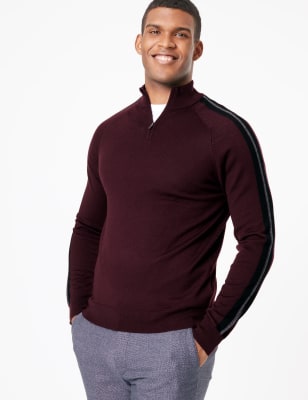 Svetr s&nbsp;kr&aacute;tk&yacute;m zipem u&nbsp;krku z&nbsp;čist&eacute; vlny merino