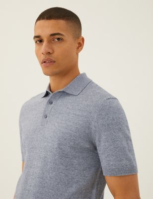 Cotton Rich Short Sleeve Knitted Polo Shirt - IT