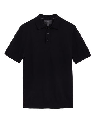 

M&S Collection Polo de manga corta de punto de algodónMens - Black, Black