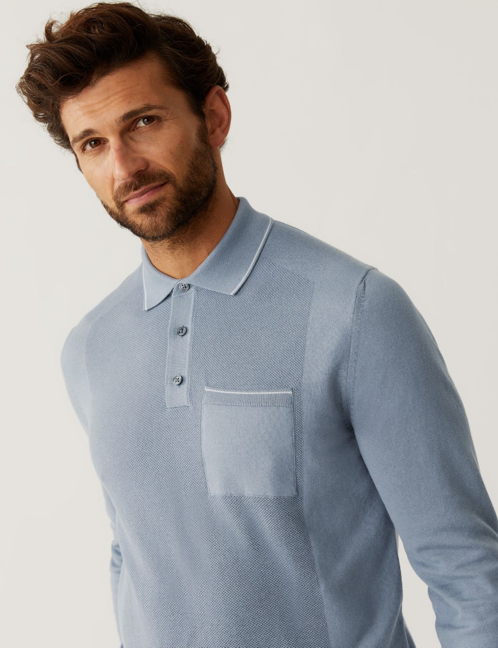 Cotton Blend Textured Polo Shirt image 2
