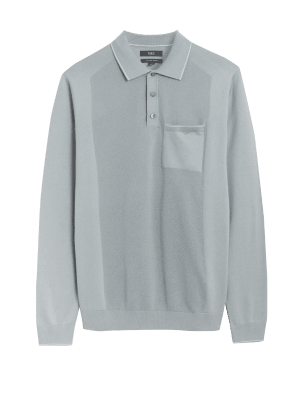 

Mens M&S Collection Strukturiertes Poloshirt aus Baumwollmischgewebe - Green, Green
