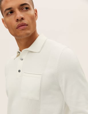 

M&S Collection Polo texturizado con algodónMens - Ecru, Ecru