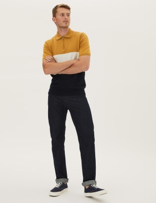 

Mens M&S Collection Cotton Rich Colour Block Knitted Polo Shirt - Navy Mix, Navy Mix