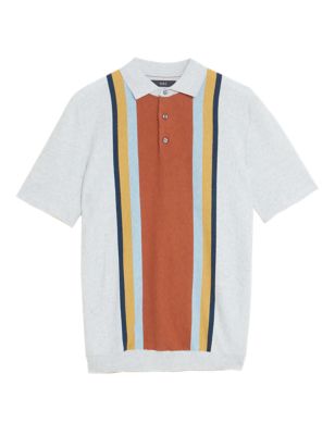 

Mens M&S Collection Cotton Rich Colour Block Knitted Polo Shirt - Ecru Mix, Ecru Mix