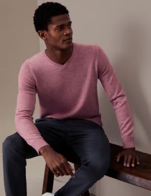 

Mens Autograph Pure Cashmere V-Neck Jumper - Light Pink, Light Pink