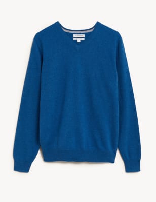 

Mens Autograph Pure Cashmere V-Neck Jumper - Bright Blue, Bright Blue