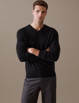 

Mens Autograph Pullover aus reinem Kaschmir mit V-Ausschnitt - Charcoal, Charcoal