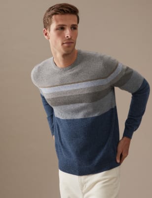 Pure Cashmere Striped Crew Neck Jumper