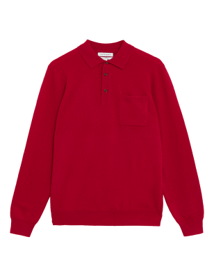 

Mens Autograph Pure Cashmere Knitted Polo Shirt - Red, Red