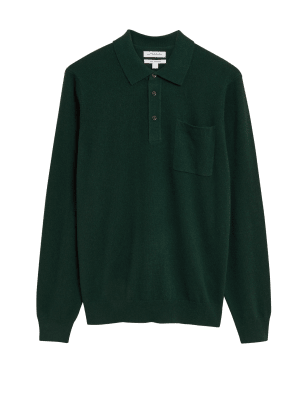 

Mens Autograph Pure Cashmere Knitted Polo Shirt - Green, Green