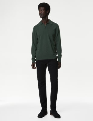 

Mens Autograph Pure Cashmere Knitted Polo Shirt - Dark Green, Dark Green