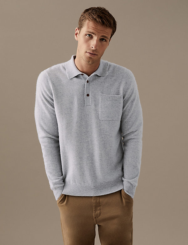 Pure Cashmere Knitted Polo Shirt - SA
