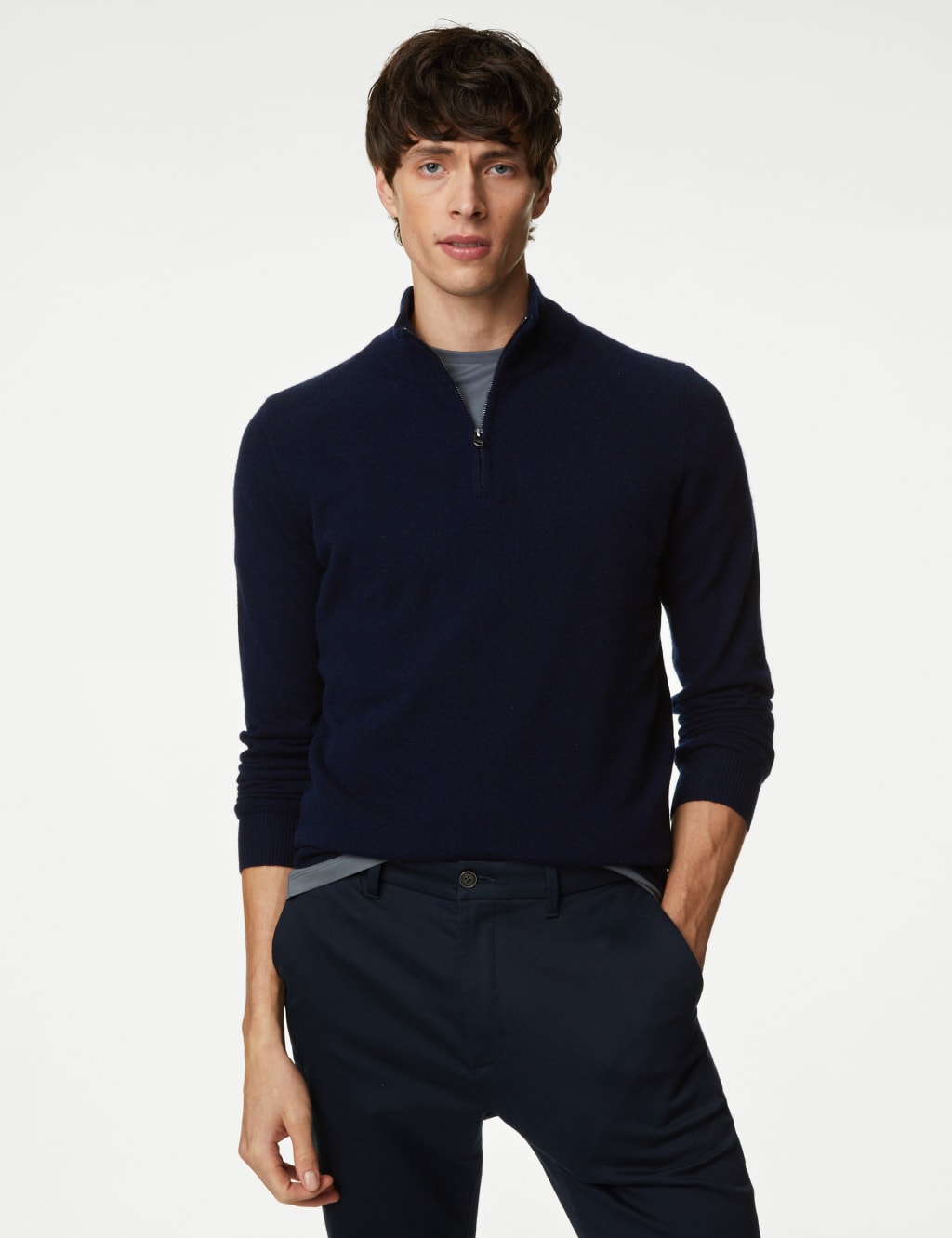 Pure Cashmere Half Zip Jumper